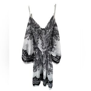 NWT Black and White Paisley Off the Shoulder Top